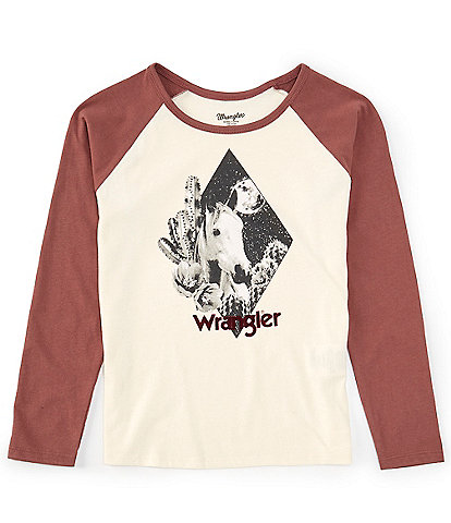 Wrangler® Big Girls 7-16 Long Sleeve Colorblock Horse Graphic T-Shirt