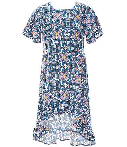 Wrangler® Big Girls 8-18 Tile Poplin High-Low Dress