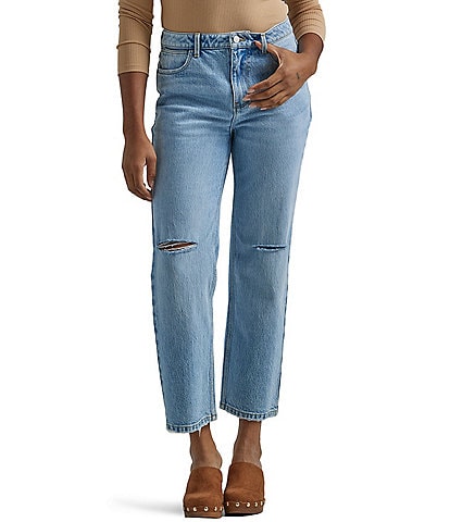 Wrangler® High Rise Distressed Crop Straight Jeans
