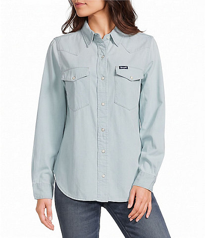 Wrangler Iconic Western Snap Denim Shirt