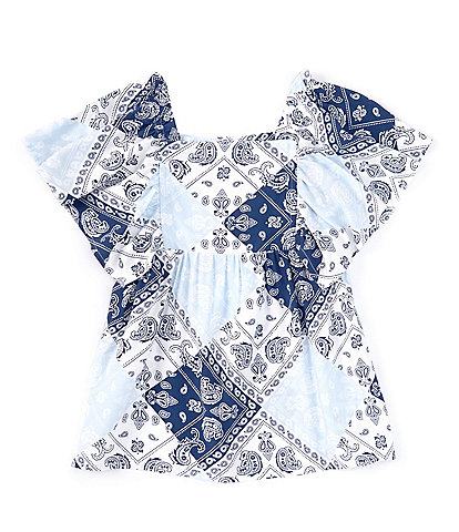 Wrangler® Little Girls 2T-4T Short Sleeve Bandana Printed Empire Waist Dress