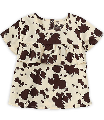 Wrangler® Little Girls 2T-4T Short Sleeve Cow Print Top