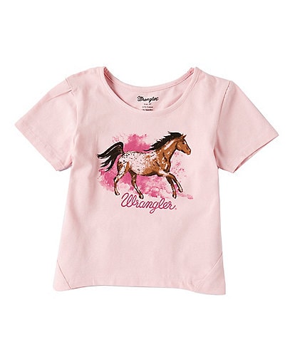 Wrangler® Little Girls 2T-4T Short Sleeve Watercolor Horse T-Shirt