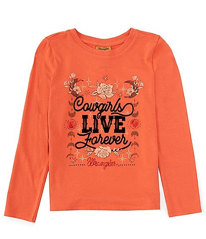 Wrangler® Little Girls 4-7 Long-Sleeve Graphic Cowgirls Forever Print Top