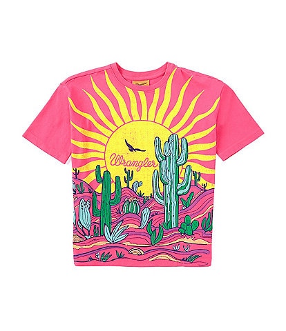Wrangler® Little Girls 4-7 Short Sleeve Cactus Graphic Oversized T-Shirt