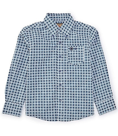 Wrangler® Big Boys 8-20 Long-Sleeve Classic Fit Checked Woven Shirt