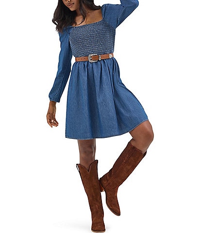 Wrangler® Long Sleeve Denim Mini Dress