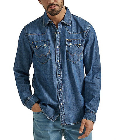 Wrangler® Long Sleeve Denim Western Shirt
