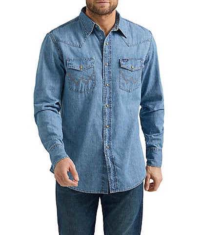 Wrangler® Long Sleeve Denim Western Shirt