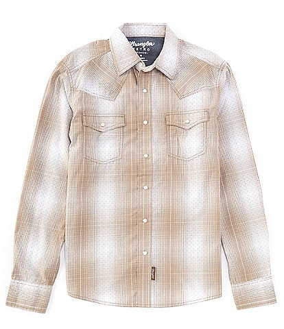 Wrangler® Long Sleeve Plaid Western Shirt