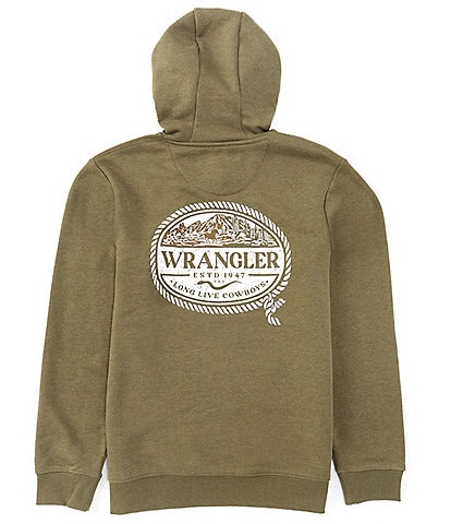 Wrangler® Long Sleeve Rope Frame Logo Graphic Fleece Hoodie