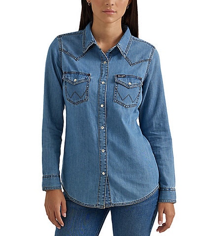 Wrangler® Long Sleeve Snap Front Western Shirt