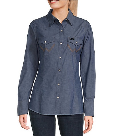 Wrangler® Long Sleeve Snap Front Western Shirt