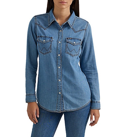 Wrangler® Long Sleeve Snap Front Western Shirt