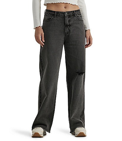 Wrangler® Mid Rise Destructed Straight Leg Jeans