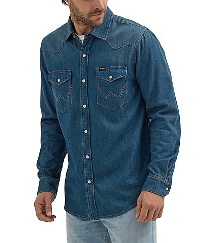 Wrangler® Regular Fit Long Sleeve Iconic Denim Shirt