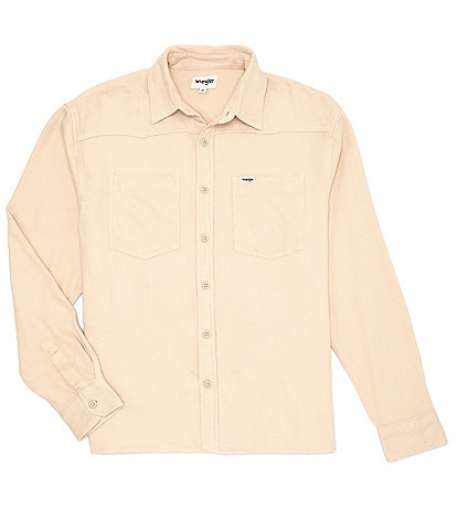 Wrangler® Relaxed Fit Long Sleeve Solid Twill Shirt