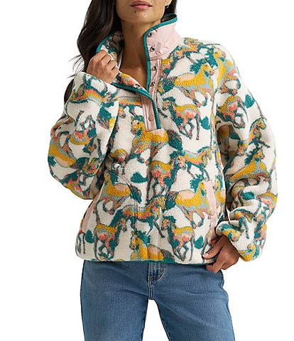 Wrangler® Retro® Horse Printed Faux Sherpa Pullover