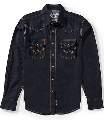 Wrangler Retro® Long Sleeve Western Snap Solid Dobby Shirt