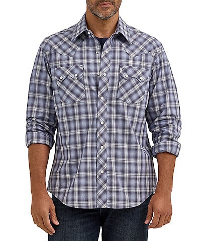 Wrangler® Retro® Plaid Long Sleeve Woven Western Shirt