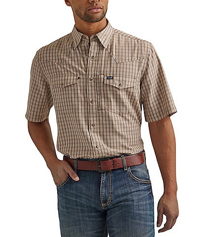 Wrangler® Short Sleeve Performance Plaid Woven Shirt