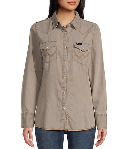 Wrangler® Snap Front Long Sleeve Western Shirt