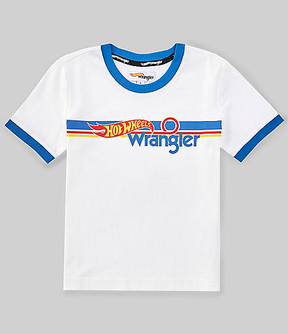 Wrangler® x Hot Wheels™ Big Boys 8-20 Short Sleeve Ringer-Neck Logo T-Shirt