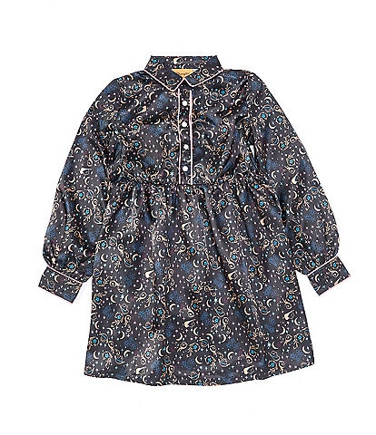 Wrangler®Big Girls 8-18 Long Sleeve Printed Satin Shirtdress