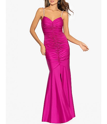 Xscape Sateen Sweetheart Neckline Sleeveless Ruched Mermaid Gown