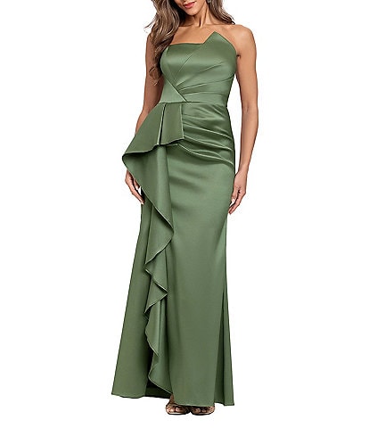 Xscape Stretch Mikado Strapless Sleeveless Gown