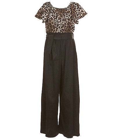 Xtraordinary Big Girls 7-16 Cheetah-Printed/Solid Jumpsuit