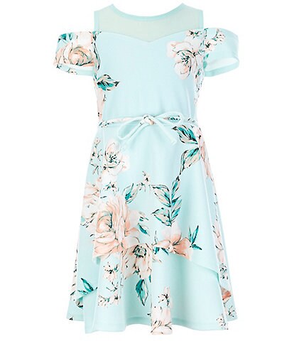 Xtraordinary Big Girls 7-16 Cold-Shoulder Floral Tiered Fit-And-Flare Dress