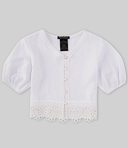 Xtraordinary Big Girls 7-16 Elbow Sleeve Lace-Trimmed Top