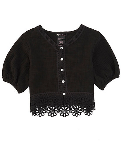 Xtraordinary Big Girls 7-16 Elbow Sleeve Lace-Trimmed Top