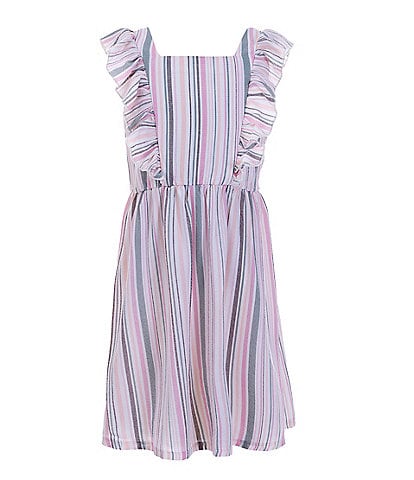 Xtraordinary Big Girls 7-16 Flutter-Sleeve Vertical-Stripe Fit-And-Flare Dress