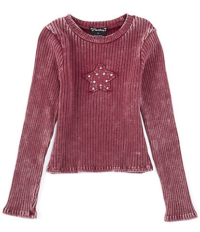 Xtraordinary Big Girls 7-16 Long Sleeve Embellished-Star-Applique T-Shirt