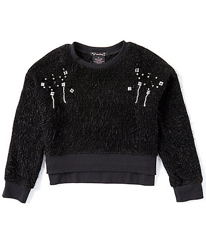 Xtraordinary Big Girls 7-16 Long Sleeve Rhinestone-Embellished Cropped Sweater