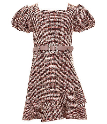 Xtraordinary Big Girls 7-16 Puffed Sleeve Checked Boucle Fit & Flare Dress