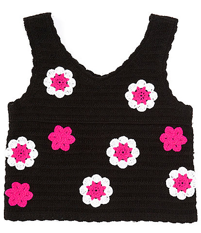 Xtraordinary Big Girls 7-16 Sleeveless Floral-Crocheted Tank Top