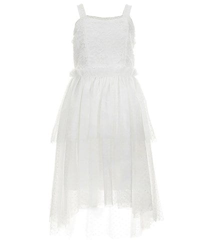 Xtraordinary Big Girls 7-16 Sleeveless Lace-To-Mesh Fit-And-Flare Dress