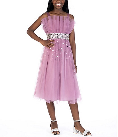 Xtraordinary Big Girls 7-16 Sleeveless Sequin-Embellished Sheer-Overlay Midi Dress