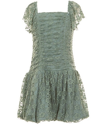 Xtraordinary Big Girls Flutter-Sleeve Lace Drop-Waist Bubble-Hem Dress
