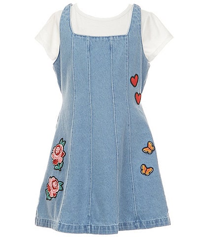 Xtraordinary Big Girls Sleeveless Denim A-Line Dress & Short-Sleeve Solid T-Shirt Set