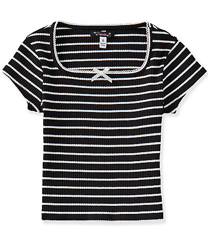 Xtraordinary Big Girls Stripe Square Neck Tee