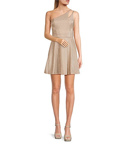 Xtraordinary Glitter One-Shoulder Fit-And-Flare Dress