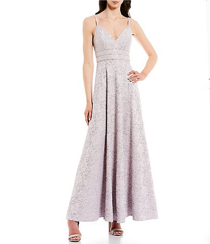 Xtraordinary Lace Triple Waist Bodice V-Neck Long Dress