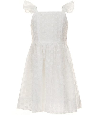 Xtraordinary Little Girls 4-6X Flutter-Sleeve Clip-Dot Organza Fit-And-Flare Dress
