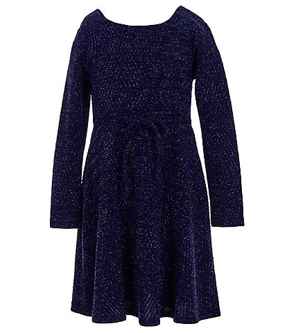 Xtraordinary Little Girls 4-6X Long-Sleeve Glitter-Knit Fit-And-Flare Dress
