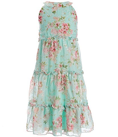 Xtraordinary Little Girls 4-6X Sleeveless Floral Print Tiered Tea-Length Dress
