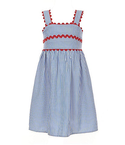Xtraordinary Little Girls 4-6X Sleeveless Ricrac-Trimmed Striped Seersucker Dress